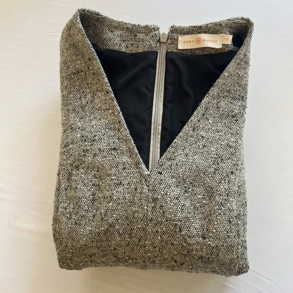 TORY BURCH Classic Priscilla Tweed Corporate Career Polished Office Dress Size 2